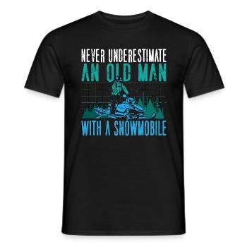 Snowmobile Racing Never Underestimate An Old Snow - Men's T-Shirt - black - Front - AI Model Male 178 light (178cm)