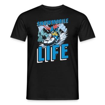 Snowmobile Life Motorsport Mountain Winter Sports - Männer T-Shirt - Schwarz - Vorne - AI Model Male 178 light (178cm)