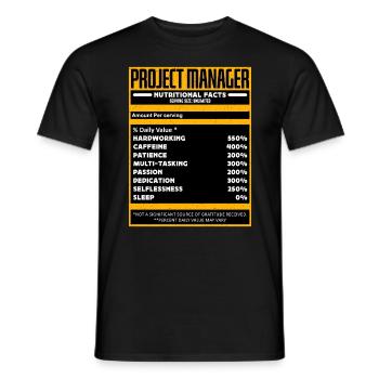 Le gestionnaire de projet Nutrition Facts Loves Management - T-shirt homme - noir - Devant - AI Model Male 178 light (178cm)