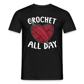 Crocheting Crochet All Day Knitting Crochet Lover - Men's T-Shirt - black - Front - AI Model Male 178 light (178cm)