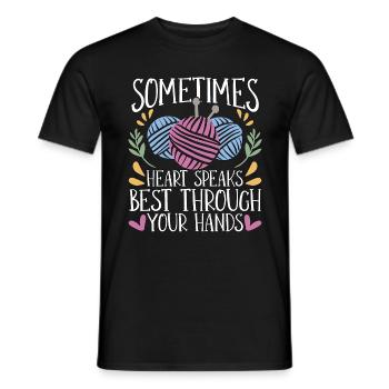 Crocheting Sometimes Your Heart Speak Needlework - Men's T-Shirt - black - Front - AI Model Male 178 light (178cm)