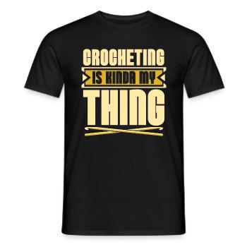 Le crochet est un peu mon truc Tricot à l’aiguille - T-shirt homme - noir - Devant - AI Model Male 178 light (178cm)