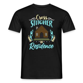 Cross Stitch Cross Stitcher In Residence Quilting - Men's T-Shirt - black - Front - AI Model Male 178 light (178cm)