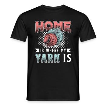 Crocheting Home Is Where My Yarn Is Needlework - Men's T-Shirt - black - Front - AI Model Male 178 light (178cm)