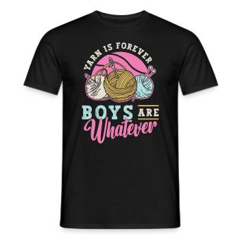 Le crochet du fil est éternel Les garçons sont des travaux d’aiguille - T-shirt homme - noir - Devant - AI Model Male 178 light (178cm)