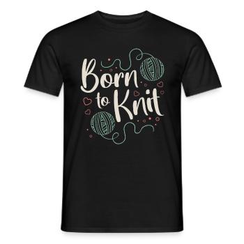 Crocheting Born To Knit Needlework Crochet Lover - Men's T-Shirt - black - Front - AI Model Male 178 light (178cm)
