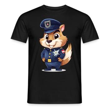 Police Policeman Policeman Chipmunk Motif - Men's T-Shirt - black - Front - AI Model Male 178 light (178cm)