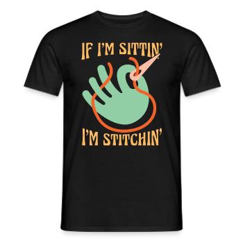 Point de croix si je suis assis' je suis couture couture - T-shirt homme - noir - Devant - AI Model Male 178 light (178cm)