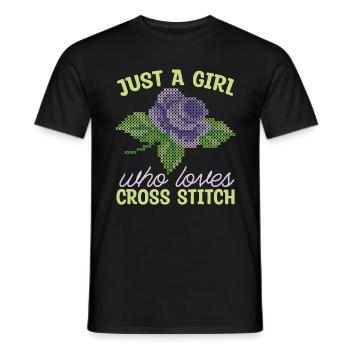 Cross Stitch Just A Girl Who Loves Sewing Machine - Men's T-Shirt - black - Front - AI Model Male 178 light (178cm)