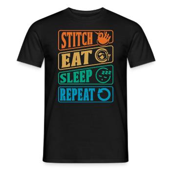 Point de croix Manger Sommeil Répéter Coudre Needlepoint - T-shirt homme - noir - Devant - AI Model Male 178 light (178cm)