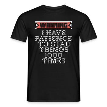 Avertissement de point de croix J’ai de la patience pour coudre - T-shirt homme - noir - Devant - AI Model Male 178 light (178cm)