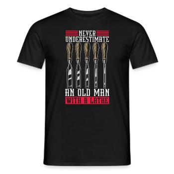 Woodturning Never Underestimate An Old Woodworker - Men's T-Shirt - black - Front - AI Model Male 178 light (178cm)