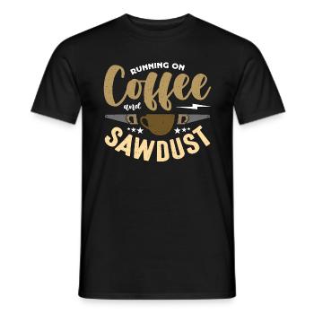 Charpentier courant sur le café et la sciure de bois Charpenterie - T-shirt homme - noir - Devant - AI Model Male 178 light (178cm)