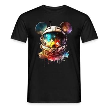 Astronaut Mouse, Helmet, Spacesuit, Space, Space - Men's T-Shirt - black - Front - AI Model Male 178 light (178cm)