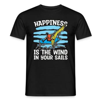 Windsurfing Happiness Is The Wind In Surfboarder - Männer T-Shirt - Schwarz - Vorne - AI Model Male 178 light (178cm)