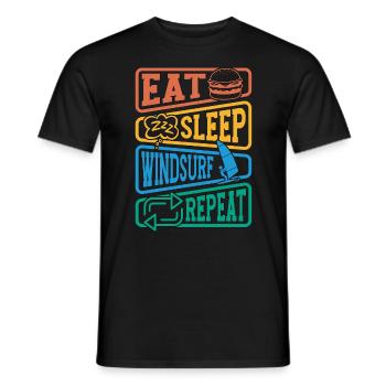 Windsurfing Eat Sleep Windsurf Repeat Water Sports - Männer T-Shirt - Schwarz - Vorne - AI Model Male 178 light (178cm)