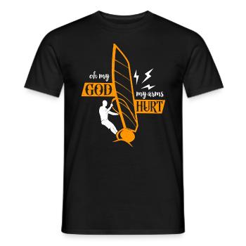 Windsurfing Oh My God My Arms Hurt Loves Surfboard - Männer T-Shirt - Schwarz - Vorne - AI Model Male 178 light (178cm)