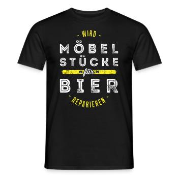 Möbeltischler Handwerker Bier Freundschaft Spruch - Männer T-Shirt - Schwarz - Vorne - AI Model Male 178 light (178cm)