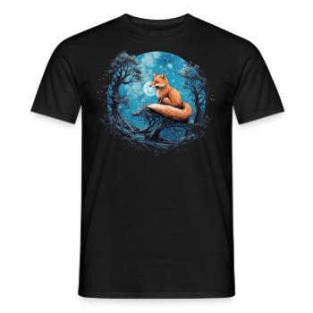 Fox Forest Moon Fable Mythical Fairy Tale - Men's T-Shirt - black - Front - AI Model Male 178 light (178cm)
