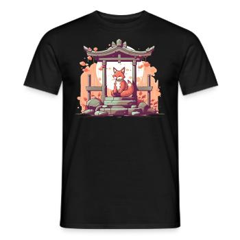 Fuchs Japan Inari Tempel Kami Nippon Shinto - Männer T-Shirt - Schwarz - Vorne - AI Model Male 178 light (178cm)
