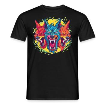 Dog Wolf Werewolf Cerberus Hellhound myth - Men's T-Shirt - black - Front - AI Model Male 178 light (178cm)