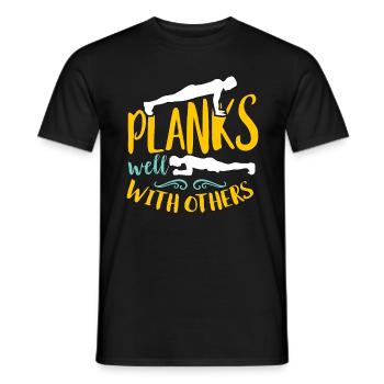 Pilates Planches bien avec les autres instructeur de Pilates - T-shirt homme - noir - Devant - AI Model Male 178 light (178cm)