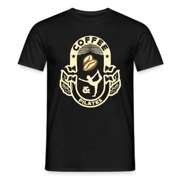 Pilates Coffee & Pilates Loves Meditation Workout - Men's T-Shirt - black - Front - AI Model Male 178 light (178cm)