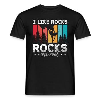 Rock Climbing I Like Rocks Rocks Are Retro Boulder - Men's T-Shirt - black - Front - AI Model Male 178 light (178cm)
