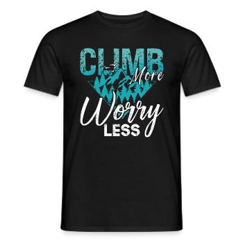 Rock Climbing Climb More Worry Less Mountaineering - Men's T-Shirt - black - Front - AI Model Male 178 light (178cm)