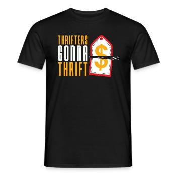 Thrift Shopping Les friperies vont au marché aux puces de friperie - T-shirt homme - noir - Devant - AI Model Male 178 light (178cm)