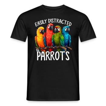 Facilement distrait par un perroquet amusant perroquet perroquet - T-shirt homme - noir - Devant - AI Model Male 178 light (178cm)