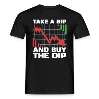 Cryptocurrency Take A Sip And Buy The Dip Trading - Männer T-Shirt - Schwarz - Vorne - AI Model Male 178 light (178cm)