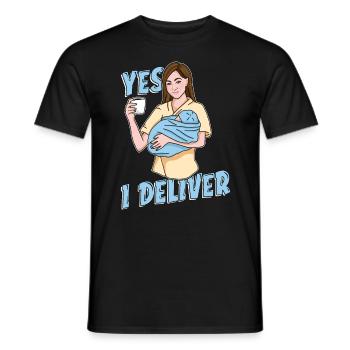 Ob/Gyn Nurse Yes I Deliver Baby Catcher OB Nurse - Men's T-Shirt - black - Front - AI Model Male 178 light (178cm)