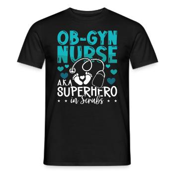 Ob-Gyn Nurse A.K.A Superhero Midwife Obstetrician - Men's T-Shirt - black - Front - AI Model Male 178 light (178cm)