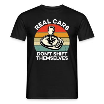 Real Cars Don't Shift Themselves Manual - Men's T-Shirt - black - Front - AI Model Male 178 light (178cm)