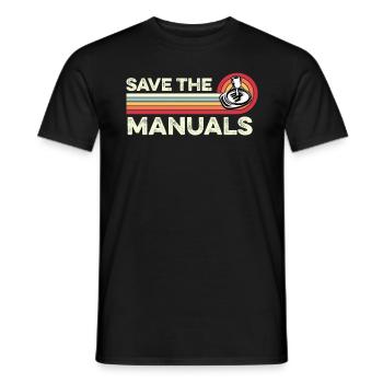 Enregistrer les manuels Manuel du bâton manuel de la vraie voiture - T-shirt homme - noir - Devant - AI Model Male 178 light (178cm)