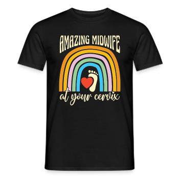 Midwife Amazing Midwife At Your Cervix Obstetrics - Men's T-Shirt - black - Front - AI Model Male 178 light (178cm)