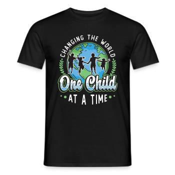 Childcare Worker Changing The World One Caretaker - Men's T-Shirt - black - Front - AI Model Male 178 light (178cm)