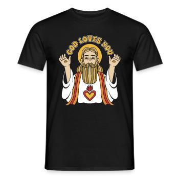 Clergy God Loves You Pastor Religious Clergyman - Men's T-Shirt - black - Front - AI Model Male 178 light (178cm)