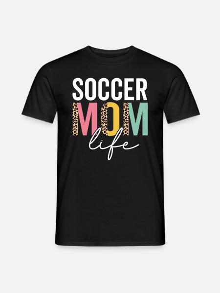Fußball Mama Leben Leopard Gepard Lustig Fußball Mama - Männer T-Shirt - Schwarz