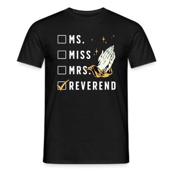 Clergy Ms. Miss. Mrs. Reverend Pastor Clergyman - Men's T-Shirt - black - Front - AI Model Male 178 light (178cm)