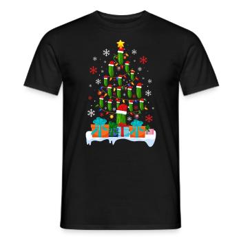 Gurke Weihnachten Lustige Gurke Frohe Weihnachten - Männer T-Shirt - Schwarz - Vorne - AI Model Male 178 light (178cm)