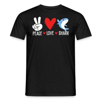 Frieden Liebe Hai Monster Fisch Lustiger Hai - Männer T-Shirt - Schwarz - Vorne - AI Model Male 178 light (178cm)