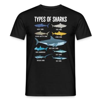 Types of Sharks Predator Fish Funny Shark Monster - Men's T-Shirt - black - Front - AI Model Male 178 light (178cm)