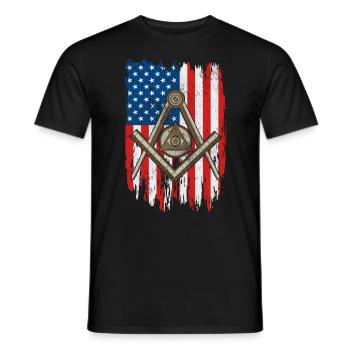 Amerikanische Flagge Freimaurerei Freimaurerei USA Square und - Männer T-Shirt - Schwarz - Vorne - AI Model Male 178 light (178cm)