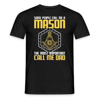 Masonic Dad Freemasonry Square And Compass - Men's T-Shirt - black - Front - AI Model Male 178 light (178cm)