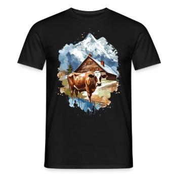 Zermatt, Matterhorn, Matterhorn mountain, hiker - Men's T-Shirt - black - Front - AI Model Male 178 light (178cm)