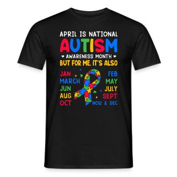 Autisme Sensibilisation Autistique Drôle Spectre de l’autisme - T-shirt homme - noir - Devant - AI Model Male 178 light (178cm)