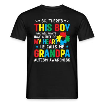 Autismus Opa Autistisches Kind Puzzleteil Band - Männer T-Shirt - Schwarz - Vorne - AI Model Male 178 light (178cm)