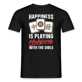 Mahjong Happiness Is Playing Mahjong Game Night - Männer T-Shirt - Schwarz - Vorne - AI Model Male 178 light (178cm)